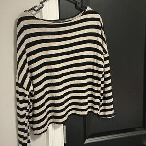 Grade & Gather crop top.  Boat neck with drop shoulder sleeves